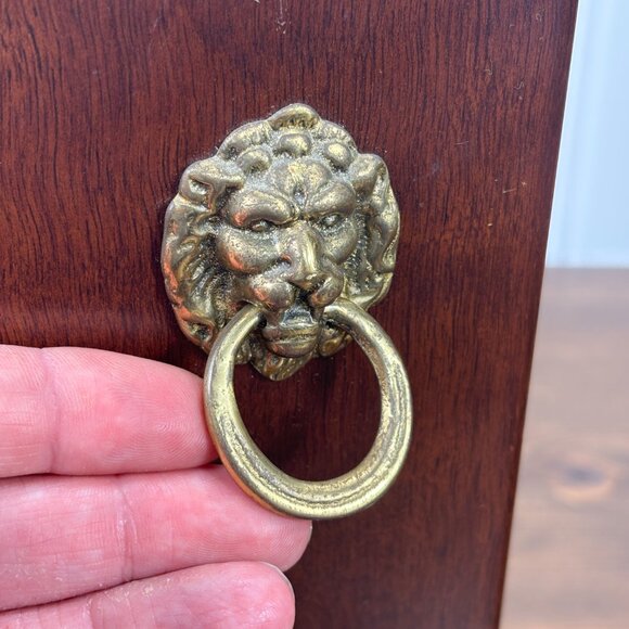 Vintage Wood Gift Box for Wine Bottle Bombay Company Wood Box with Brass Handle - Picture 10 of 15